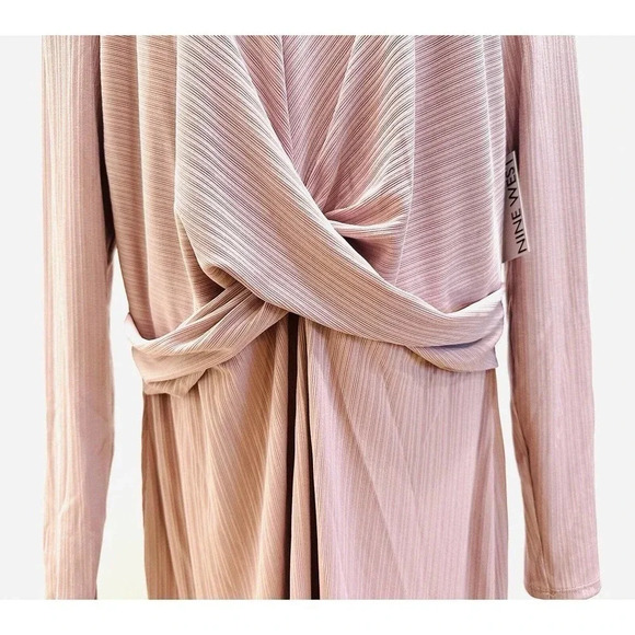 NWT NINE WEST Women Long Sleeve Pullover Round Neck Purple Maxi Dress Size XXL - Picture 3 of 14